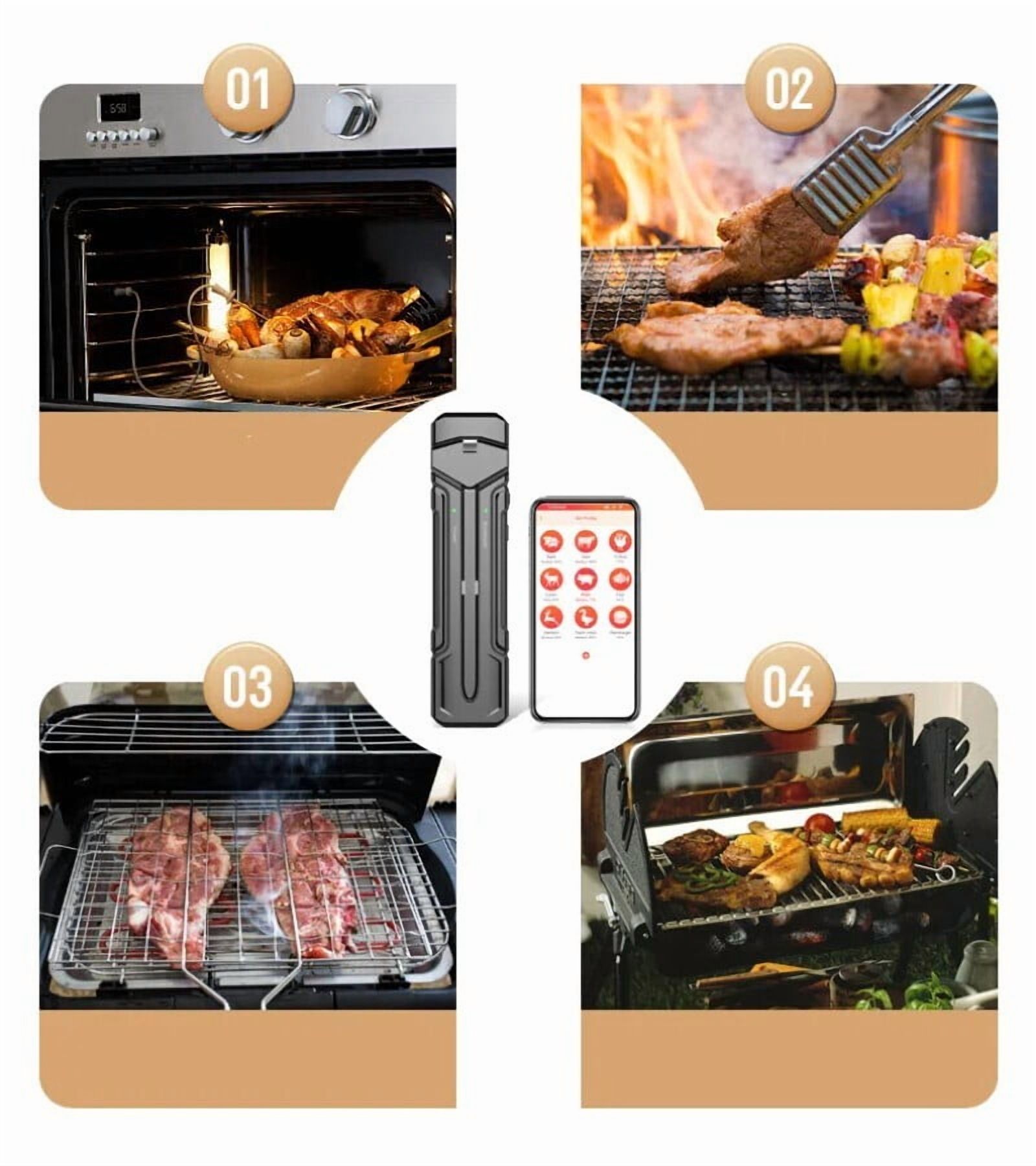 Wireless Bluetooth Meat Thermometer - Smart Probe for Oven BBQ Grill Cooking