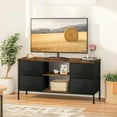thumbnail image 3 of Sonharlar TV Stand for Bedroom, Television Stand for TV up to 46 Inch Entertainment Center Dresser with 4 Drawers Open Storage Shelves for Living Room, Entryway (Black and Rustic Brown), 3 of 6