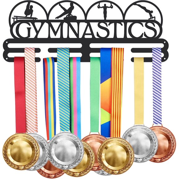 Male Gymnastics Medal Hanger Display Sports Medal Display Rack Iron Wall Mounted Hooks for 40  Medals Trophy Holder Awards Sports Ribbon Holder Display Wall Hanging Athlete Gift for Men for DIY