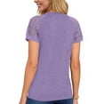 thumbnail image 4 of UVN Blouses for Women Short Sleeve Lace Tops Summer Casual Crewneck Pleated Shirts, 4 of 8