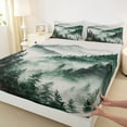 thumbnail image 3 of Homewish Rustic Plant Bed Sheets,Country Farmhouse Lodge King Sheets,Green White Sheet Set For Men Women,Luxury Bedroom Decor,4-Piece, 3 of 7
