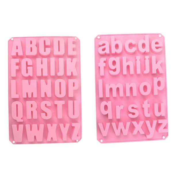 Cateissary 2 pack/lote molde de pastel fácil de limpiar amplia aplicación molde de silicona suave y elástico alfabeto Herramientas y accesorios para hornear Rosa