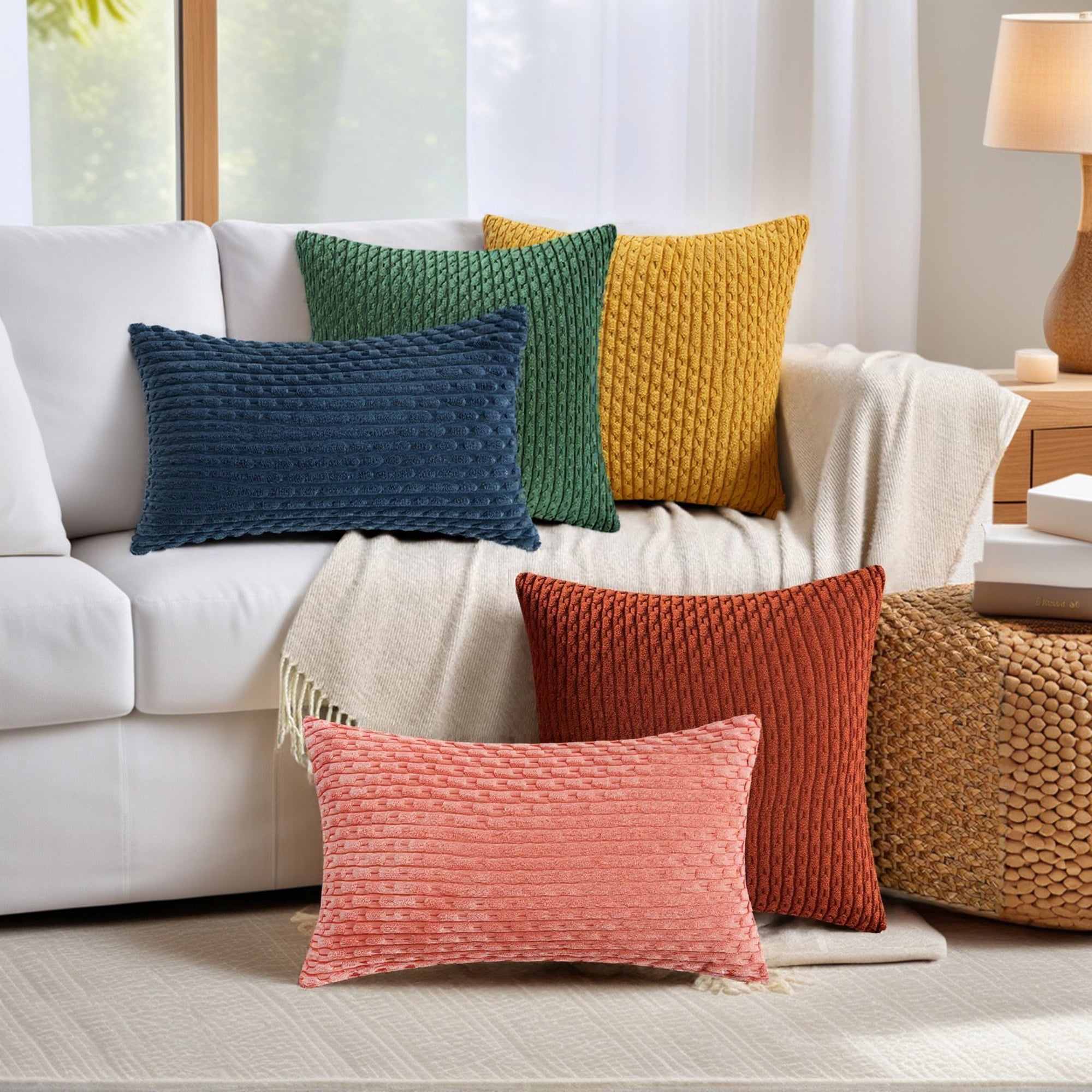Unique Bargains 2Pcs Decorative Throw Pillow Covers for Sofa Orange 12" x 20"