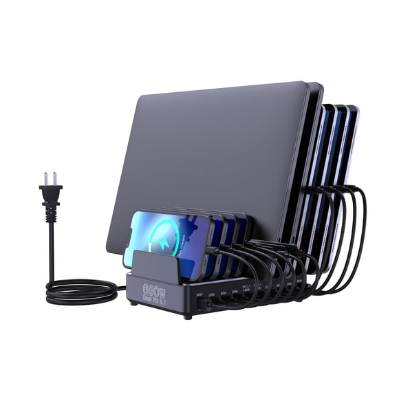 Aftertop 600W USB C Charging Station for Multiple Devices, 10 Ports PD3.1 140W PPS 45W QC60W Fast Charging Block for MacBook Pro Laptop, iPad, iPhone
