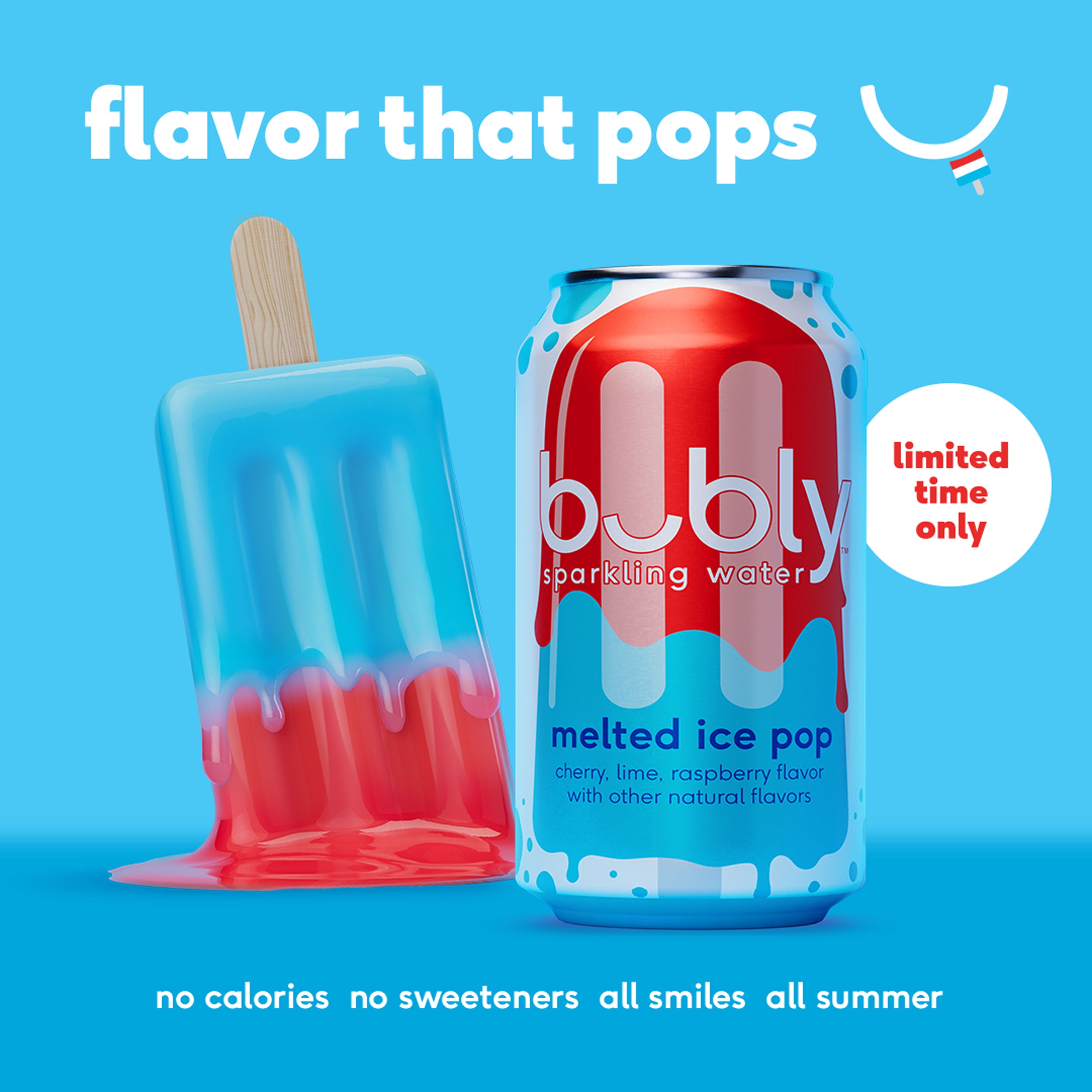 bubly Sparkling Water, Melted Ice pop, Strawberry Sunset, Orange Cream, Zero Sugar & Zero Calories, Seltzer Water, 12 fl oz Cans, 18 pack