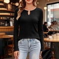 thumbnail image 6 of MYAOYINo Boundaries Womens Everyday Ribbed Long Sleeve Top Split Neck Comfortable Shirt, 6 of 8