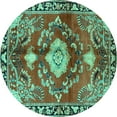 thumbnail image 1 of Ahgly Company Indoor Round Persian Turquoise Blue Traditional Area Rugs, 3' Round, 1 of 4