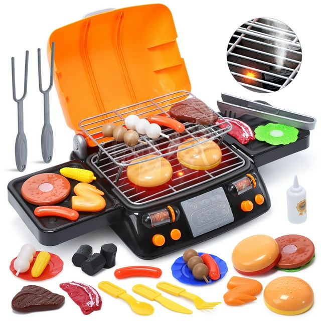 Juego de barbacoa Cute Stone para niños con Play Food, de 3 a 7 años