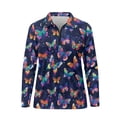 thumbnail image 3 of Uorisanigo Colorful Butterflies Womens Long Sleeve Golf Shirt Fashion Casual Quick Dry Athletic Polo Shirts Relaxed Quarter Zip Tennis Tops for Women Size XL, 3 of 7