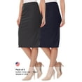 thumbnail image 5 of Women's 2 Pack High Waist Stretch Pull On Pencil Midi Skirt Casual Office Soft Fit, 5 of 5