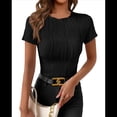 thumbnail image 3 of Camiseta de Verano de Corta con Cuello Redondo para Mujer, Color Negro, Talla XL, 3 of 10
