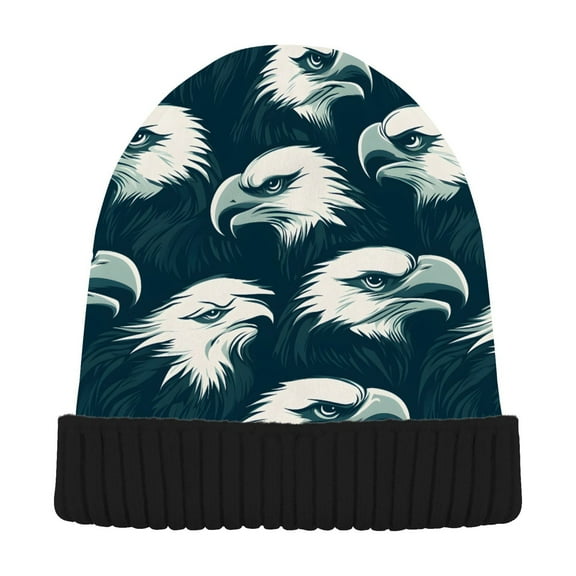 joogoo Eagles Pattern Beanie Hats Cuffed Winter Warm Knit Thick Beanies