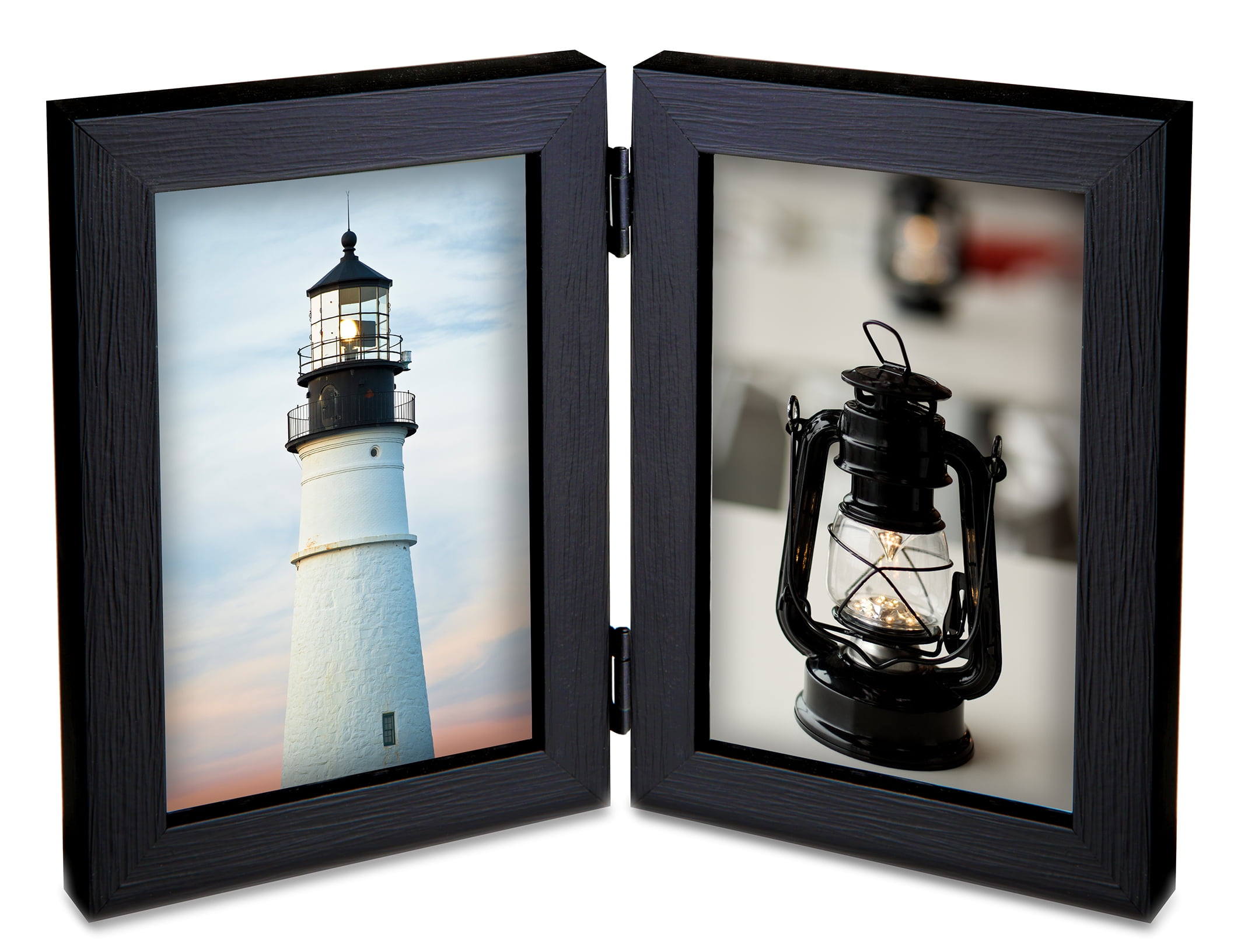 Mainstays Matte Black 4x6 Two Opening Tabletop Picture Frame Collage
