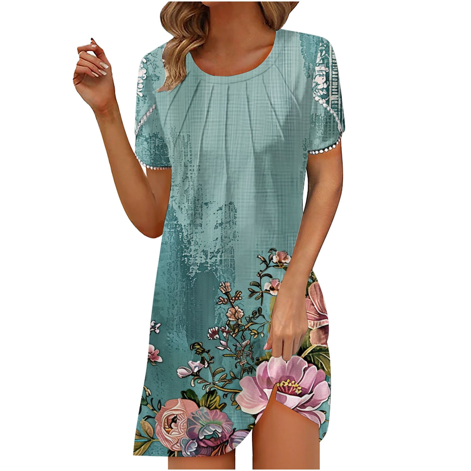 short ethnic dresses Ethnic Wear Best Floral Print Dresses Ethnic Floral Printed A-Line Pleated Maxi Dress With Short