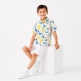 thumbnail image 4 of LittleSpring Little Boys Button Down Shirt Short Sleeve Beach Shirt Casual Summer Hawaiian Cute Cartoon Graffiti Size 6, 4 of 6
