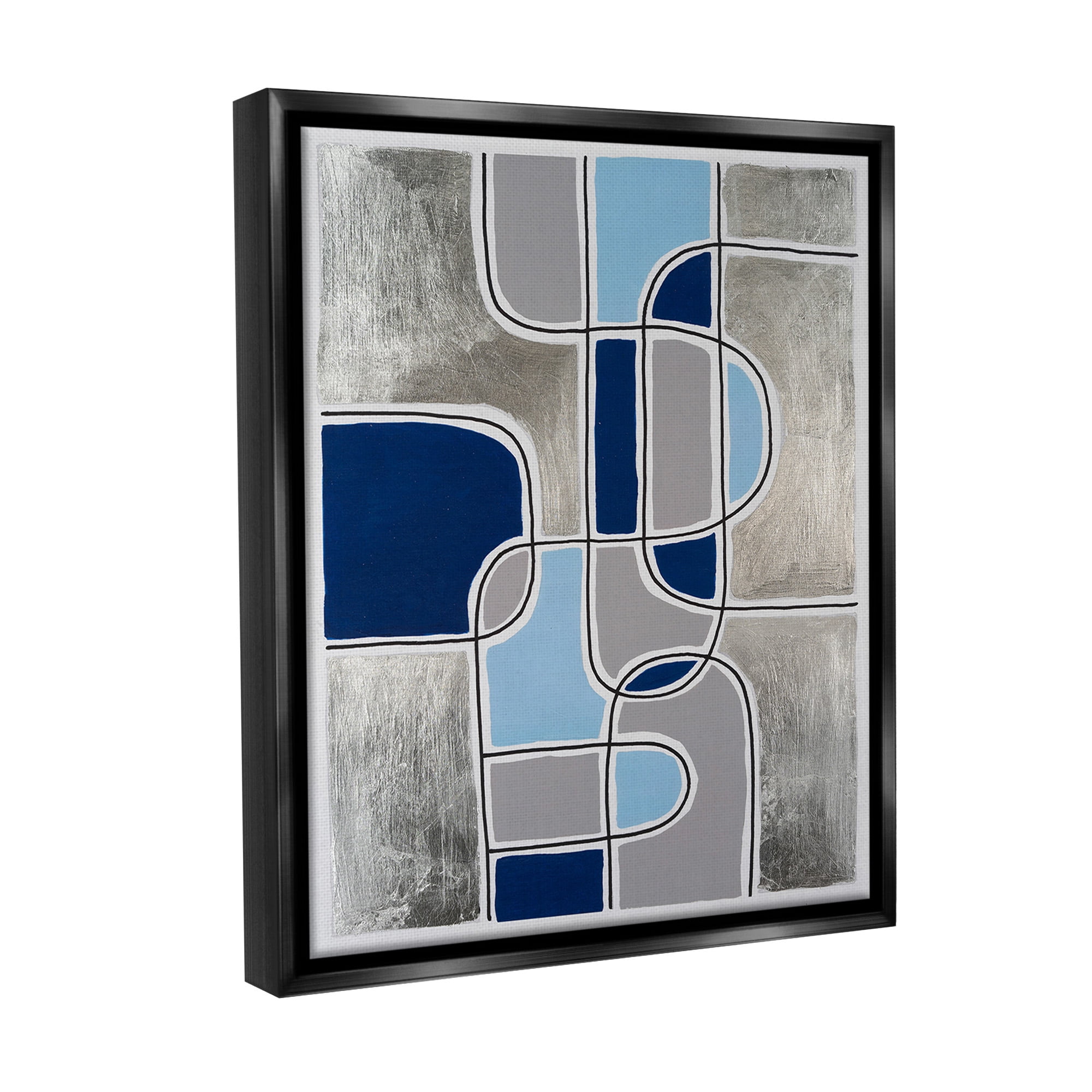 Stupell Industries Alternating Centric Shapes Abstract Painting Black Floater Framed Canvas Art Print Wall Art, 25 x 31