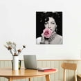 thumbnail image 2 of Nawypu  Ava Gardner Black and White Portrait Pink Blooming Rose Flower Canvas Wall Art Print Icon Pop Art Glam Fashion Vintage Vanity Room Bedroom Modern Home Decor, 2 of 4
