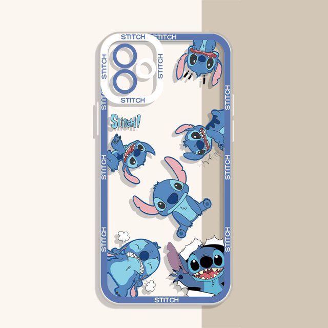 Funda de silicona suave de Disney Stitch para iPhone 14 Pro Max 13 12 Mini 11 Pro XR XS X 8 7 6 6S Plus SE 2020 cubierta protectora de lente Fivean unisex