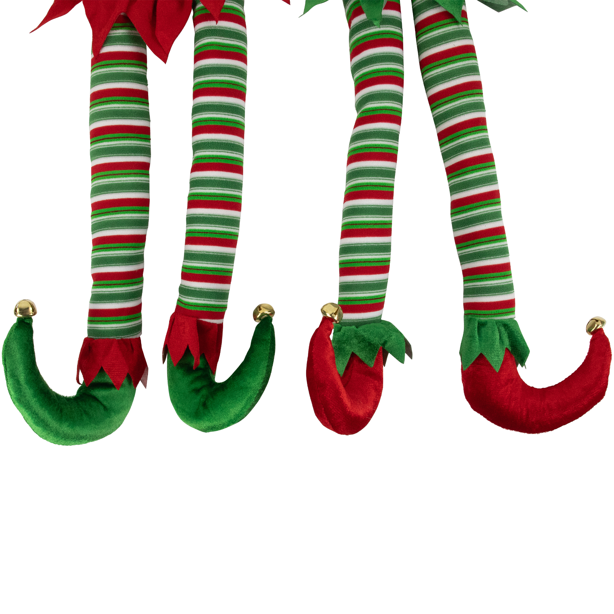 Northlight Striped Plush Elf Legs Christmas Decorations - 19" - Red and Green - Set of 2