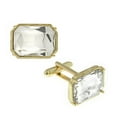 thumbnail image 3 of 1928 Jewelry Mens 14K Gold Dipped Rectangle Crystal Clear Cufflinks, 3 of 4