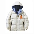 thumbnail image 4 of Odeerbi Kids Boys Girls Hooded Puffer Jacket Halloween Pumpkin Winter Coats Thermal Padded Coat Down Jacket Warm Clothes 5-16 Years Kids Long Sleeve Outerwear Heavy Coat White, 4 of 5