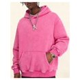 thumbnail image 4 of Men Hoodies Oversized Unisex Acid Wash Hoodie Vintage Cotton Sweatshirt Rose Red M, 4 of 9