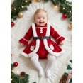 thumbnail image 3 of Cjfdfy Newborn Baby Girl Christmas Outfit Romper Dress Velvet Long Sleeve Square Neck Jumpsuit Gingerbread Man Santa Costume Christmas Princess Dress Cute Winter Clothes, 3 of 9