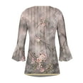 thumbnail image 5 of IROINNID Women's Casual 3/4 Sleeve Tops Round Neck Printed Buttoned Basic Pleated Loose Blouse Breathable Summer T-shirts, Gray, 5 of 5