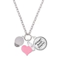 thumbnail image 1 of Delight Jewelry 12mm Stardust Round Silvertone Spinner - Light Pink Heart Nurse Strong Zoe Necklace, 1 of 4