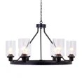 thumbnail image 2 of AFANQI Retro Wagon Wheel Chandelier 6-Lights Glass Pendant Lamp Hanging Ceiling Fixture, 2 of 14
