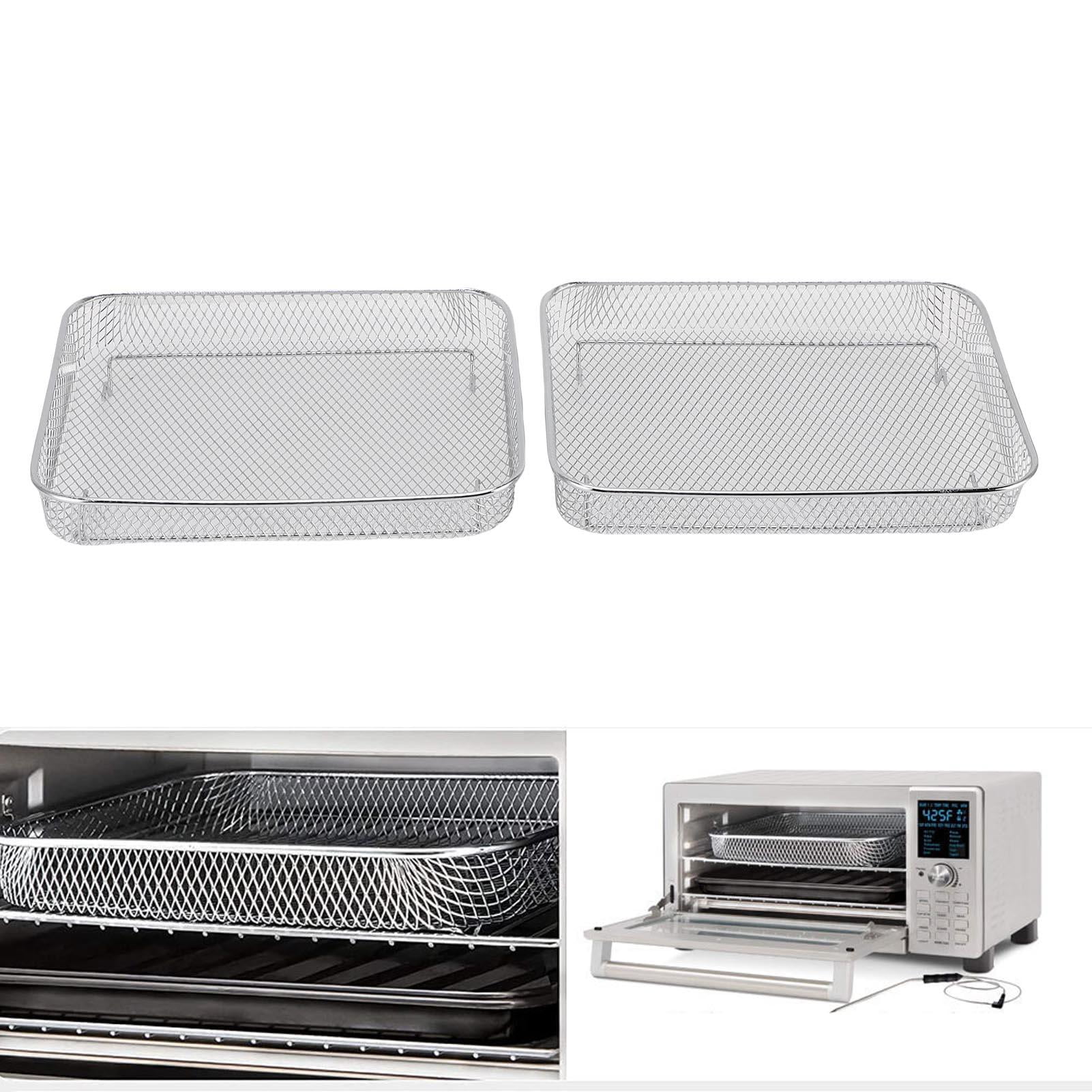Yajisi 2-Pack Air Fryer Basket, Fits NuWave Bravo XL Oven, 11x10x1.6in Food-Grade Iron Plated Chrome, Dishwasher Safe