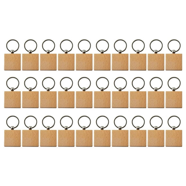 30 Piezas Llaveros de Madera en Forma de Cuadrado en Llaveros de Madera DIY Etiquetas para Llaves Regalos DIY