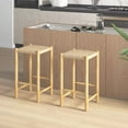 thumbnail image 4 of Costway 26'' Dining Bar Stool Set of 2 Counter Height with Rubber Wood Woven Saddle Seat, 4 of 8