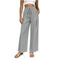 thumbnail image 5 of DYTTDG Women's Drawstring Wide Leg Pants | Casual Elastic Waist Solid Color Summer Trousers with Pockets, Loose Fit Lounge Pants, 5 of 8