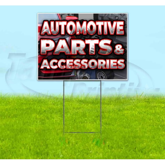 Automotive Car And Accessories Red Car (18" x 24") Yard Sign, Includes Metal Step Stake