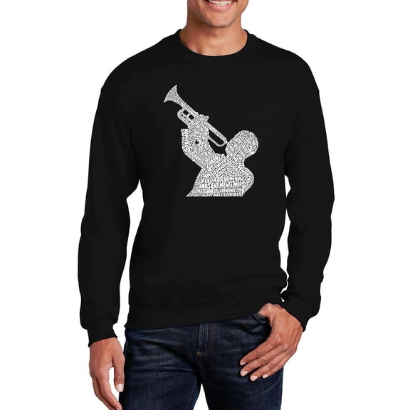 LA Pop Art Men's Word Art Crewneck Sweatshirt - ALL TIME JAZZ SONGS