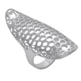 thumbnail image 5 of Silverly Women's 925 Sterling Silver 42 mm Open Filigree Honeycomb Pattern Long Curved Ring, 5 of 5