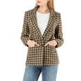 thumbnail image 6 of MODA NOVA Juniors Notched Lapel One Button Hip Length Houndstooth Blazer, 6 of 7