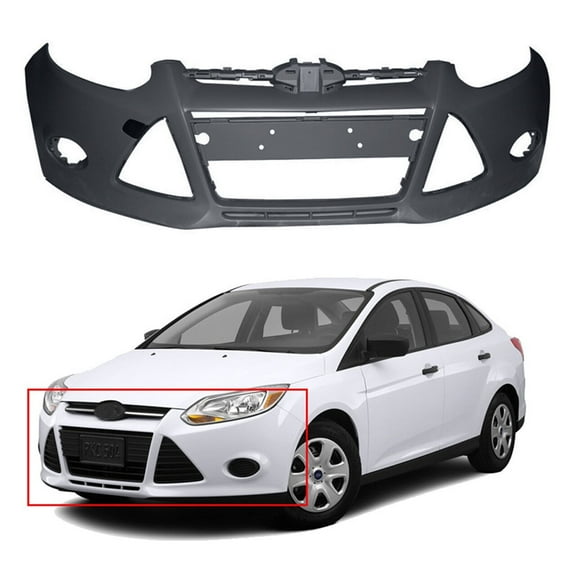 Labwork Primered Front/Rear Bumper Cover Replacement for 2012 2013 2014 Ford Focus Sedan/Hatch