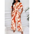 thumbnail image 5 of Mono de verano de una pieza con estampado de rayas y manga corta con cuello en V para mujer, mono elegante de cintura alta con pantalones anchos y piernas, monos de vacaciones, 5 of 5