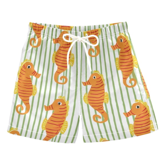 Boys' Swim Trunks Kids Beach Shorts Quick Dry Board Shorts Orange Seahorse 2T