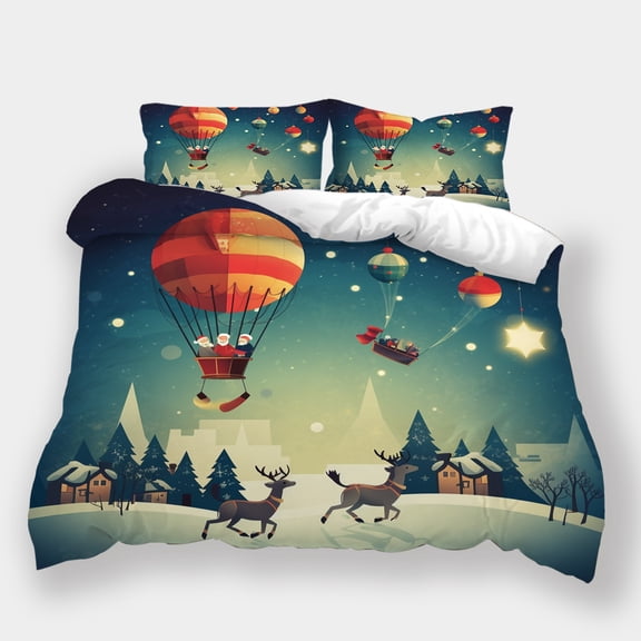 Christmas Bedroom Decor Festival Nightscape Printed Duvet Cover Pillowcase Teen Adult Highend Bedding Suit