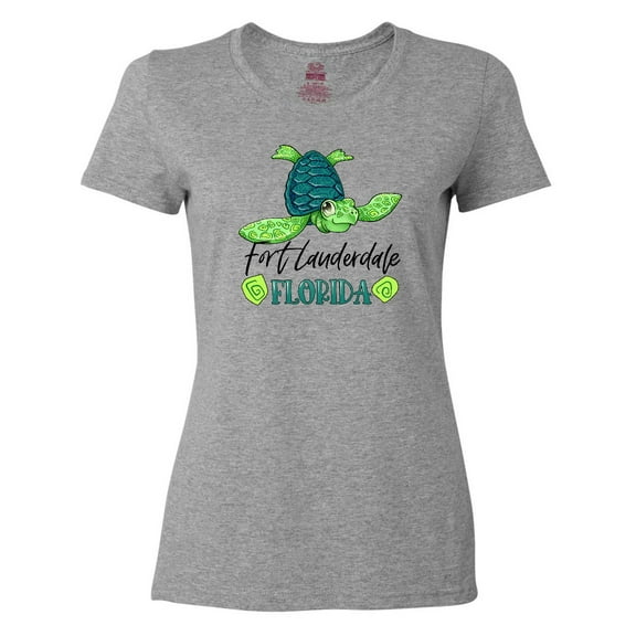 Inktastic Fort Lauderdale, Florida Happy Sea Turtle Women's T-Shirt