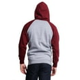 thumbnail image 5 of G-Style USA Men's Heavyweight Contrast Raglan Sleeve Fleece Pullover Hoodie Sweatshirt MH13112 - Heather Gray/Cranberry Caviar - Large, 5 of 6