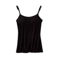 thumbnail image 2 of GlTpooo Women's Cami With Built-In Shelf Bra Plus Stretch with Adjustable Spaghetti Straps Basic Undershirt Layer Tank Top Black L, 2 of 4