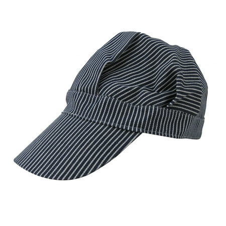 - Blue Striped Railroad Engineer Cap Railfan Hobby Hat RR Costume Accessory
