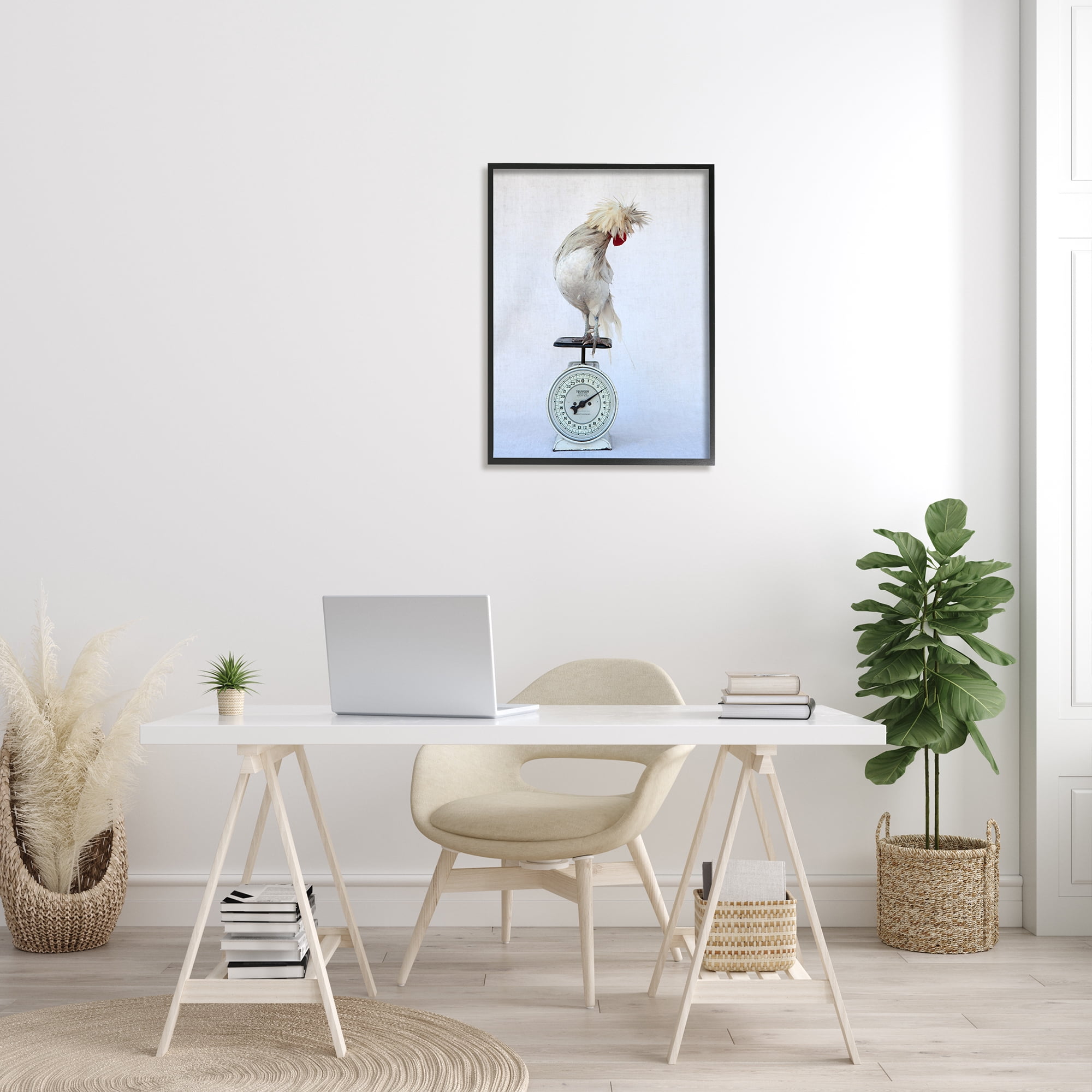 Stupell Industries White Bird Standing Vintage Kitchen Scale Photography Photograph Black Framed Art Print Wall Art, Design by Tania Soderman