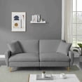 thumbnail image 3 of Llinc Store 74.4 Inch Velvet Sofa Bed for Living Room Loveseat Sofa with Separate Adjustment Backrest, Couch with Storage Function & Armrests, Gray, 3 of 6