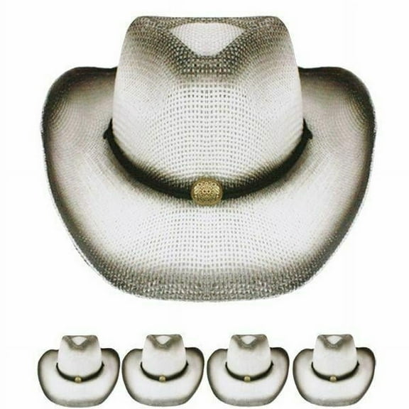 KIDS BW Black White OMBRE Cowboy Hat Girls Summer Beach WESTERN Cowgirl - New with box/tags