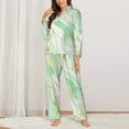 thumbnail image 2 of Pofeuu Green And Gold Abstract Marble Print Womens Pajamas Set Long Sleeve Sleepwear Button Down Nightwear Soft Pj Lounge Sets Button Down Pajamas Women-Small, 2 of 7